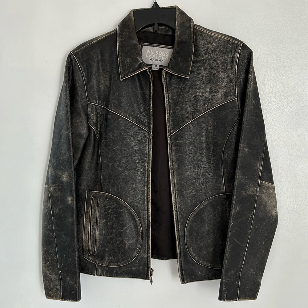 Distressed Wilsons Leather Maxima jacket